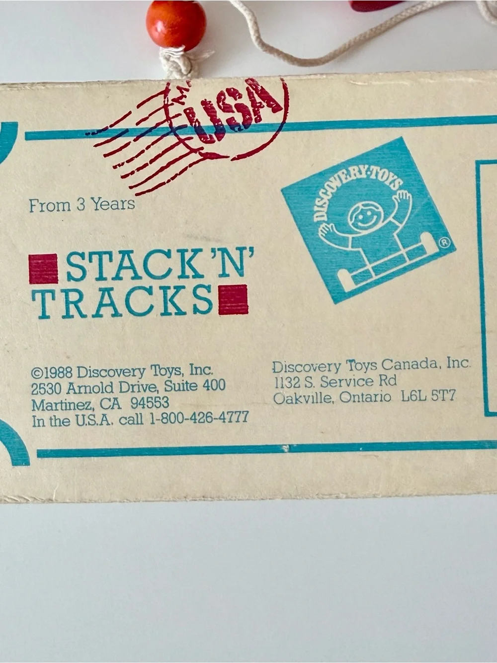 Vintage 1988 Discovery Toys Stack 'N' Tracks Wooden Train 15/17 Pcs w/ Box